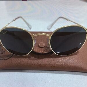 Ray-Ban Gold Frame Sunglasses with Dark Lenses